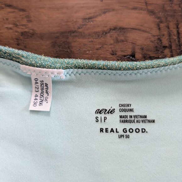 aerie sparkle cheeky scoop bikini green size small - Picture 9 of 16